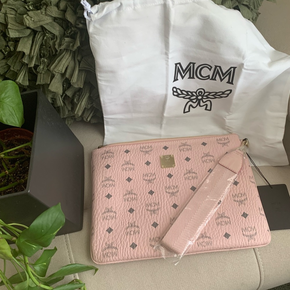 MCM Pink Wristlet Clutch